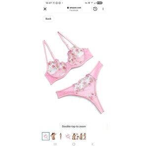 XL Floral Lace Sexy Panty Bra Set Underwear Transparent Lingerie Intimate BS